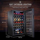 Ivation 34 Bottle Wine Cooler, Freestanding Wine Refrigerator W/ Lock