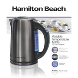 Hamilton Beach 1.7 Liter Variable Temperature Electric Kettle,Brushed Black Stainless Steel