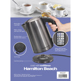 Hamilton Beach 1.7 Liter Variable Temperature Electric Kettle,Brushed Black Stainless Steel