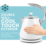 Elite Platinum EKT-1203W 1.2L Cool-Touch Stainless Steel Electric Kettle - White