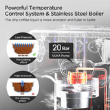 Geek Chef Espresso Machine 20 Bar Maker Coffee Machine 1.5L Water Tank, Stainless Steel, Silver