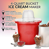 Nostalgia 4 Quart Plastic Ice cream Maker, Red