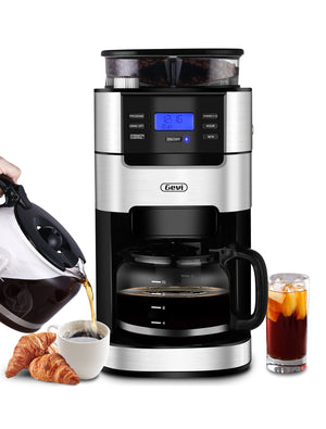 GEVI 10-Cup Programmable Grind and Brew Coffee Maker, 0.73 OZ