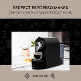 ChefWave Espresso Machine for Nespresso Capsules (Black) with Holder and Cups