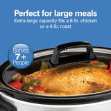 Hamilton Beach Slow Cooker, Large Capacity, Serves 7+, 6 Quarts, Silver, 33665