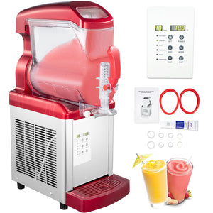 VEVOR 2 in 1 Commercial Slushy Machine 6L 450W Soft Ice Cream Maker 110V Temperature-10℃ to 5℃ LED Display Automatic Clean Preservation Function