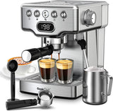 Geek Chef Espresso Machine 20 Bar Maker Coffee Machine 1.5L Water Tank, Stainless Steel, Silver