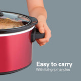 Hamilton Beach Slow Cooker, Large Capacity, Serves 7+, 6 Quarts, Red, 33666